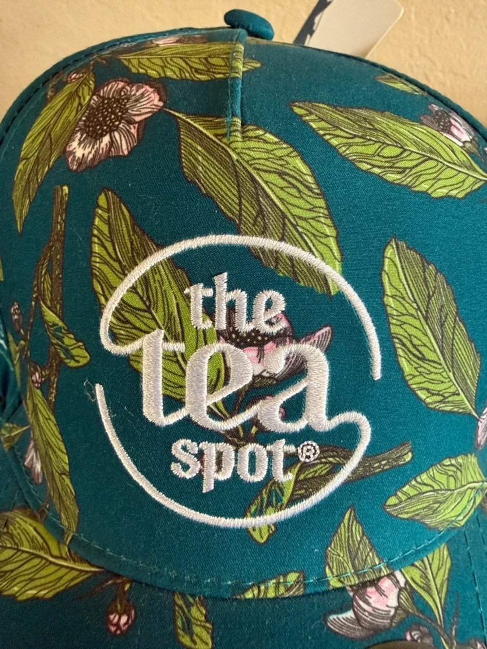BOCO Gear The Tea Spot Floral Trucker Hat Teal Pink Technical Running Cap OSFA